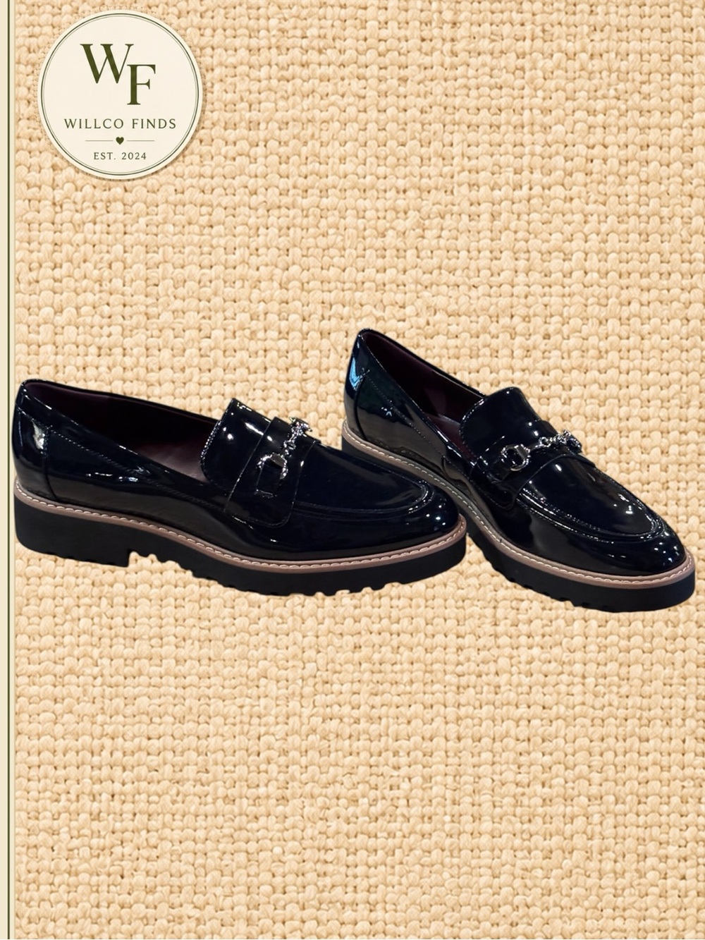 Franco Sarto Colette Navy Patent Bit Lug Sole Loafers Size 8 NWOT